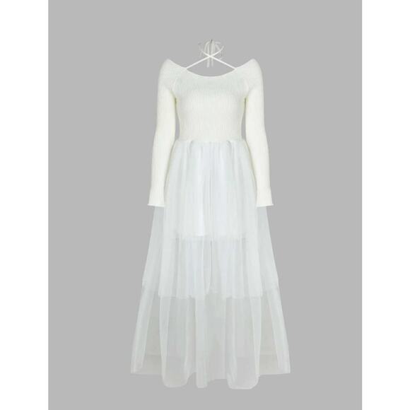 NWT Cider Knit White Whisper Midi Dress -Discontinued! Ivory white, long sleeve - Picture 1 of 4